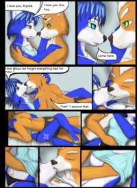 e hentai nintendo data show anthro blue fur canine comic duo female forepla