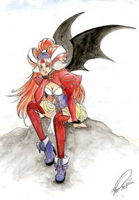 grandia hentai bat wings boots grandia blue eyes breasts cleavage