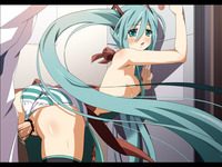 vocaloid hentai gif aqua eyes hair breasts censored hatsune miku kaito long panties sideboob striped twintails underwear vocaloid hentai wallpaper pack tit covered cum