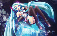 hatsune miku 3d hentai konachan hatsune miku spiral artist thighhighs twintails vocaloid anime wallpaper