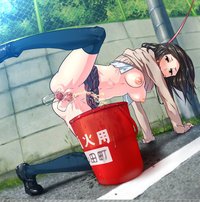 hentai double bondage aspect ratio girl all fours anal insertion areolae ass ballgag bdsm bitch taken walk black hair blush bondage breasts bucket clitoris collar dildo double penetration exhibitionism female gag gagged album galerie hentai