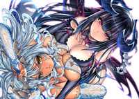 hentai girls yuri konachan cleavage horns nipples saburou hgmg symmetrical docking thighhighs yuri breast